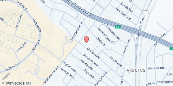 Map showing Holy Nativity Lutheran Church Food Pantry at 1200 Linden Avenue, Arbutus, MD