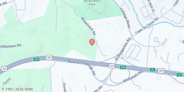Map showing Asbury Broadneck UMC at 657 Broadneck Rd., Arnold, MD