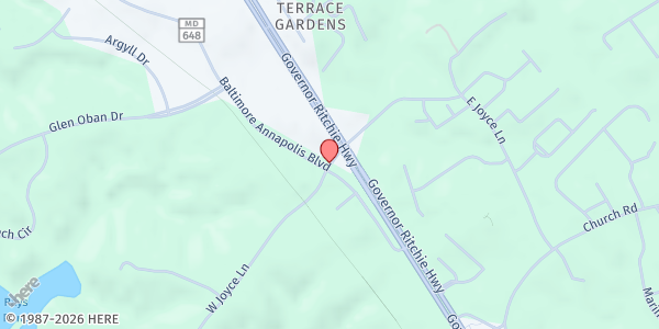 Map showing New Life Church at 48 Joyce Lane, Arnold, MD