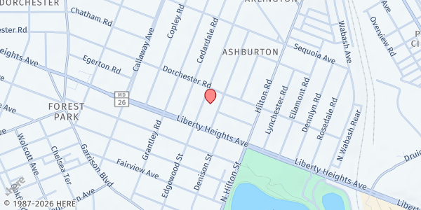 Map showing United House of Prayer at 3401 Edgewood Road, Ashburton, MD