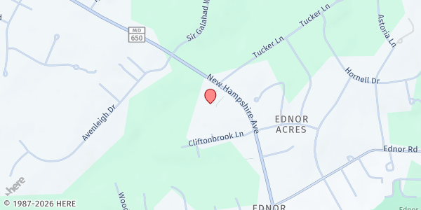 Map showing Ashton United Methodist Church at 17314 New Hampshire Avenue, Ashton-Sandy Spring, MD