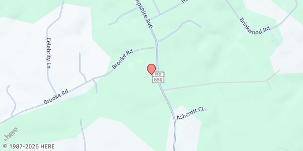 Map showing Emmanuel-Brinklow SDA Church at 18800 New Hampshire Avenue, Ashton, MD