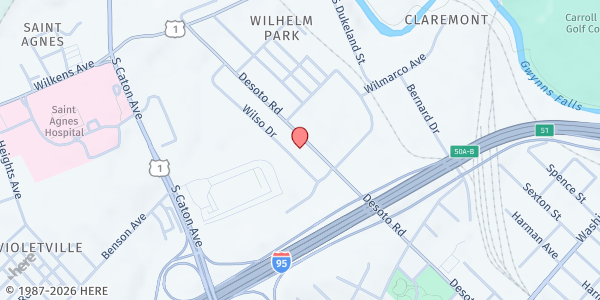 Map showing 4MyCiTy Inc. Food Pantry at 1133 Wilso Drive, Baltimore, MD