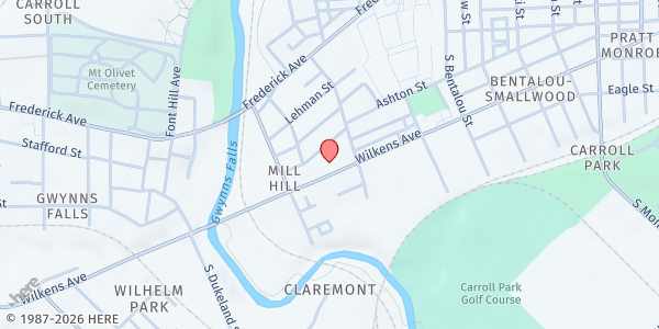 Map showing Benedict's Pantry at 2612 Wilkens Ave, Baltimore, MD