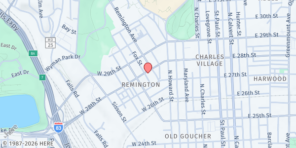 Map showing Bethel Church of God at 301 W. 28th Street, Baltimore, MD