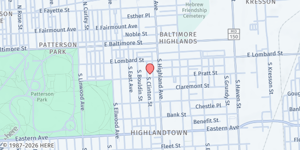 Map showing Breath of God Feeding Program at 141 S Clinton St, Baltimore, MD