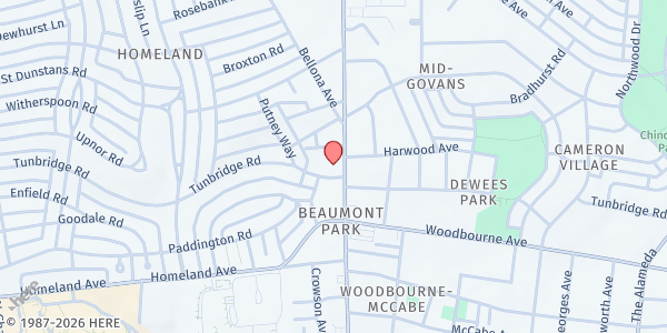 Map showing C.A.R.E.S. at 401 Woodbourne Avenue, Baltimore, MD