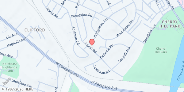 Map showing Cherry Hill UMC Food Program at 3225 Round Road, Baltimore, MD