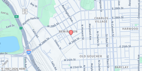 Map showing Church of the Guardian Angel at 2631 Huntingdon Avenue, Baltimore, MD