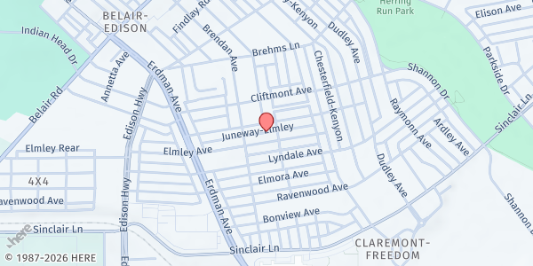 Map showing Claremont Homes at 4312 Clareway, Baltimore, MD