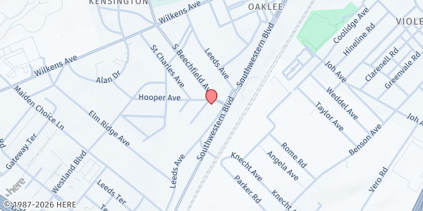 Map showing Deaf Shalom Zone, Community Meal at 1040 South Beechfield Avenue, Baltimore, MD