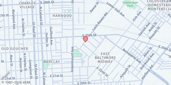 Map showing Donald Bentley Food Pantry at 2405 Loch Raven Blvd., Baltimore, MD