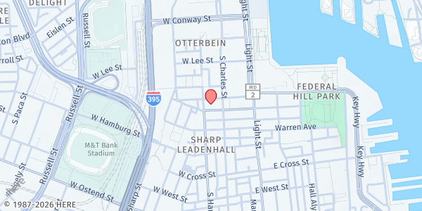 Map showing Ebenezer Outreach at 20 W. Montgomery, Baltimore, MD