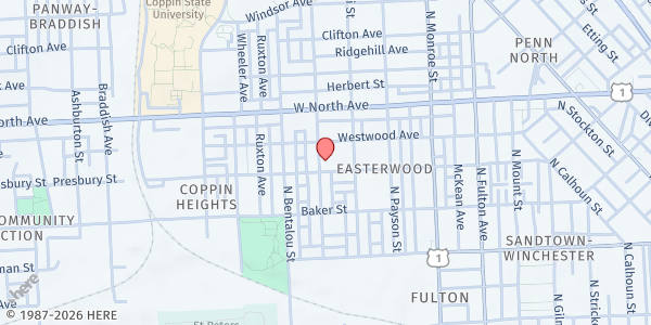 Map showing Faith Hope & Charity Christian at 1705 N. Smallwood St., Baltimore, MD