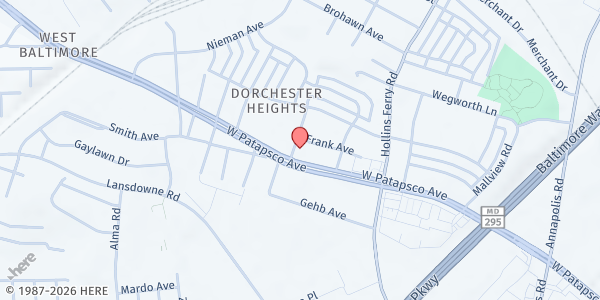 Map showing Faith Tabernacle Church at 2422 W. Patapsco Avenue, Baltimore, MD