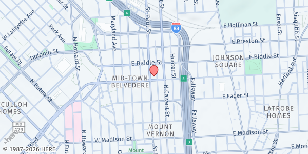 Map showing Foot Prints of Hope Pantry at 501 Reistertown, Baltimore, MD