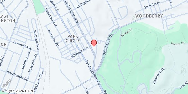 Map showing Good Shepherd Baptist Pantry - Park Circle at 3459 Park Heights Ave., Baltimore, MD