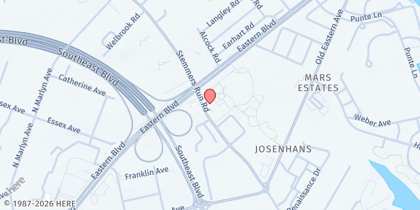 Map showing Hunger for Change at 99 Stemmers Run Road, Baltimore, MD