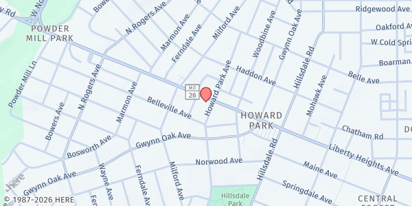 Map showing Islamic Leadership Institute of America Food Distribution at 4903 Liberty Heights Avenue, Baltimore, MD