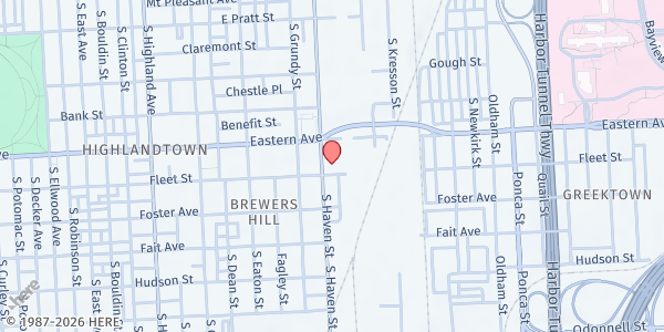 Map showing Meals on Wheels of Central Maryland Inc. - Main Office at 515 S Haven St, Baltimore, MD