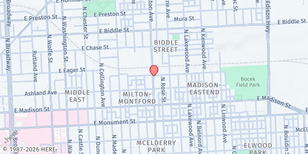 Map showing Moveable Feast - Baltimore at 901 N. Milton Ave., Baltimore, MD