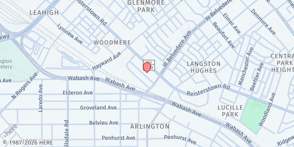 Map showing New Psalmist Baptist Church, Food Pantry at 6020 Marian Drive, Baltimore, MD