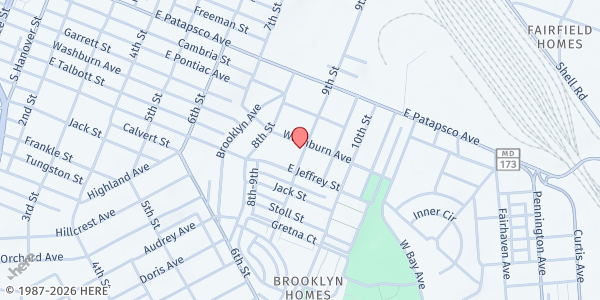 Map showing Pathway Church of God at 3800 9th St., Baltimore, MD