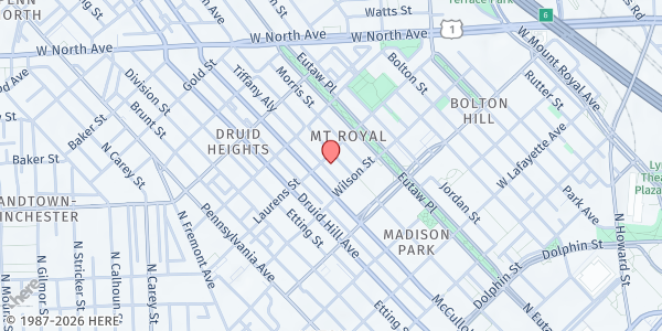 Map showing Payne Memorial Church at 1714 Madison Ave., Baltimore, MD