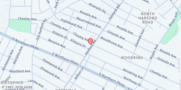 Map showing Pillar of Truth at 6834 Harford Road, Baltimore, MD