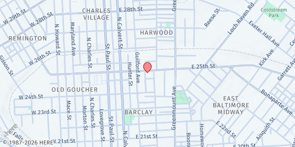 Map showing Power Inside at 325 E. 25th Street, Baltimore, MD