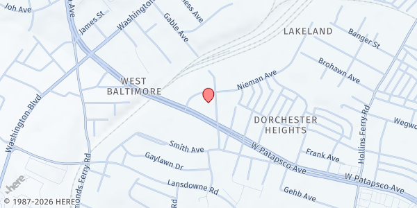 Map showing Salvation Army - Baltimore at 2700 W. Patapsco Ave., Baltimore, MD