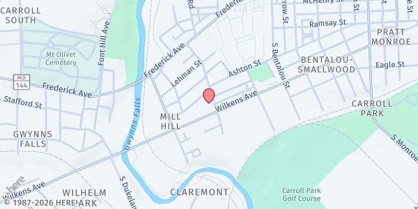 Map showing St. Benedict's Ladies of Charity at 2612 Wilkens Avenue, Baltimore, MD