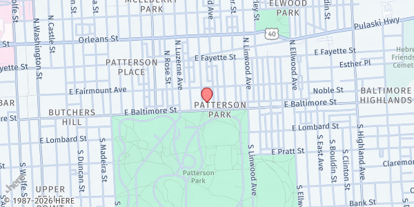 Map showing St. Elizabeth Outreach Pantry at 2700 East Baltimore Street, Baltimore, MD