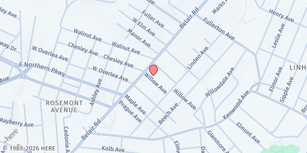 Map showing St. Michael The Archangel at 10 Willow Avenue, Baltimore, MD