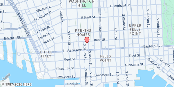 Map showing St. Vincent de Paul - Beans & Bread at 400 S Bond St, Baltimore, MD