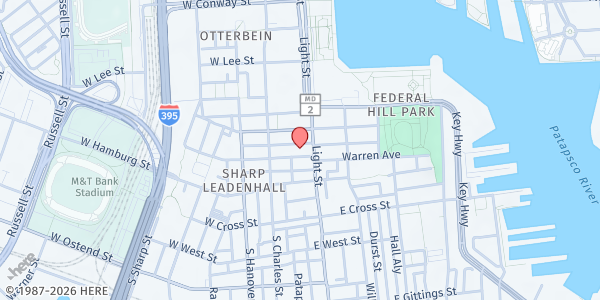 Map showing The Salvation Army Food Pantry - Federal Hill at 814 Light Street, Baltimore, MD
