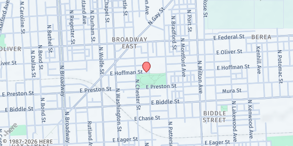 Map showing Trinity A.M.E. Church O/R at 2140 E. Hoffman Street, Baltimore, MD