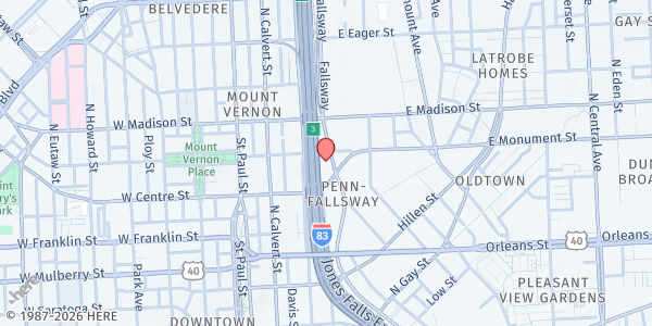 Map showing Weinberg & Housing Resource at 620 Fallsway, Baltimore, MD