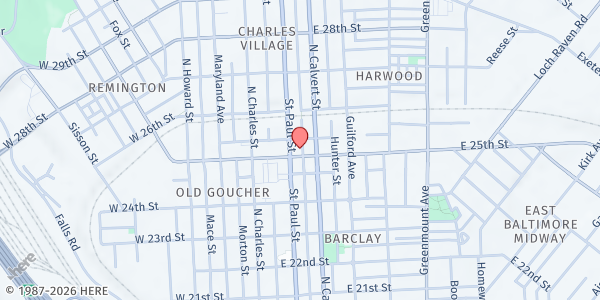 Map showing Women empowering women at 104 E. 25th Street, Baltimore, MD