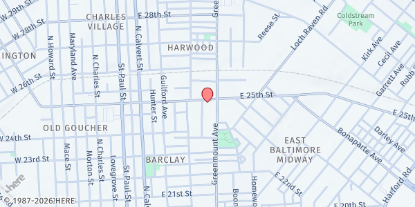 Map showing Manna House at 435 East 25th Street, Barclay, MD