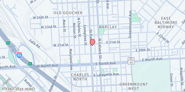 Map showing Project Plase at 2029 Saint Paul Street, Barclay, MD