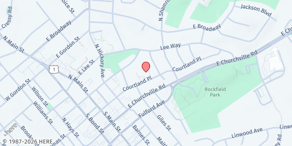 Map showing Care Night Calvary Baptist at 206 Courtland Place, Bel Air, MD