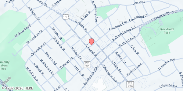 Map showing Fish-Bel Air Calvary Baptist at West Courtland Street, Bel Air, MD