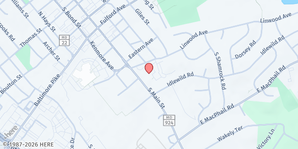 Map showing Manna House Soup Kitchen at 21 Linwood Avenue, Bel Air, MD