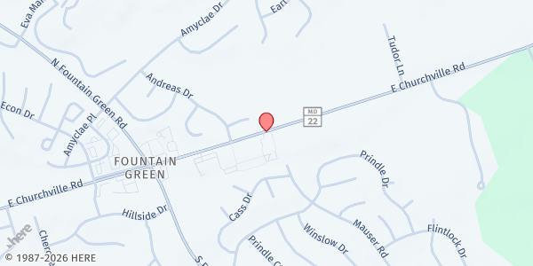 Map showing Mt. Zion Church at 1643 East Churchville Road, Bel Air, MD