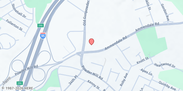 Map showing Beltsville Adventist Community Center at 4200 Ammendale Rd., Beltsville, MD