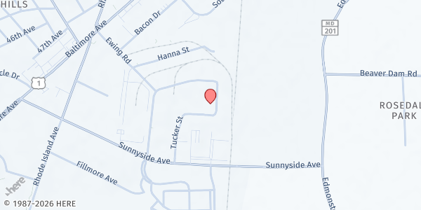 Map showing LindaBen Foundation - Beltsville at 10739 Tucker Street, Beltsville, MD