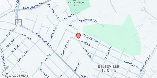 Map showing Nick's Place at 4514 Lincoln Avenue, Beltsville, MD