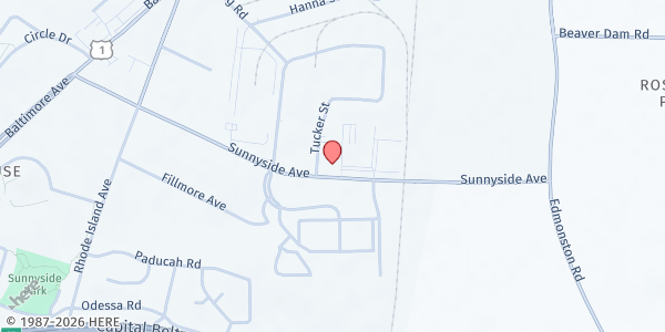 Map showing Restoration Center at 5600 Sunnyside Avenue, Beltsville, MD