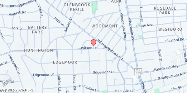 Map showing Bethesda Cares - First Baptist Church at 5033 Wilson Lane, Bethesda, MD